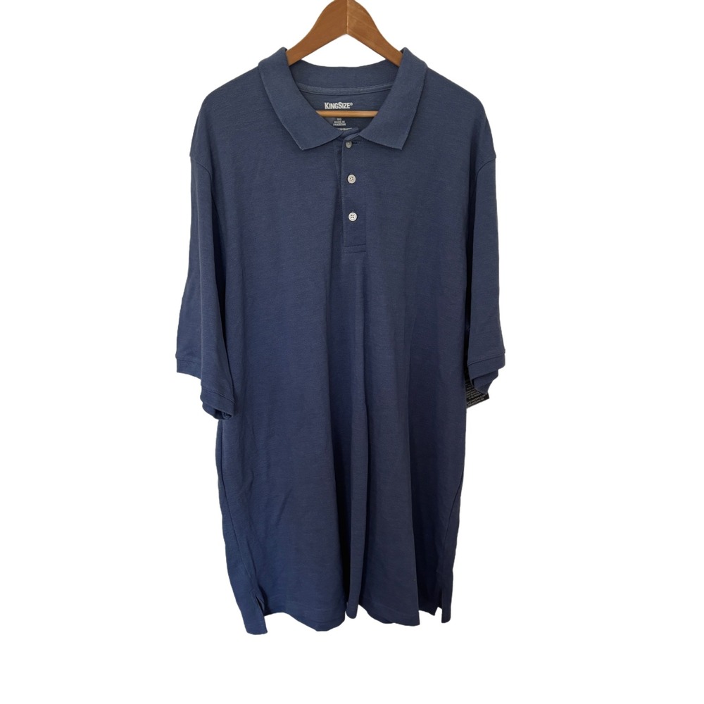 KingSize Mens Big and Tall Blue Short Sleeve Pique Polo Shirt Size XL Big NWT